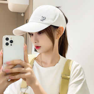 Gorra de béisbol para mujer, transpirable, de algodón, con cola de caballo alta, protección solar, sombrero para exteriores con logotipo del alfabeto inglés P - Product Image 1