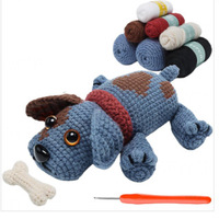 Kit de crochet transfrontalier en coton laitier à quatre brins, motif dessin animé, avec tutoriel en anglais, pour poupées DIY, pendentifs, ornements animaux et cadeaux