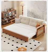 Sofá Cama Convertible de Lujo Moderno para Sala de Estar, Sofá de Madera de 2 Plazas, Plegable, con Funda de Terciopelo