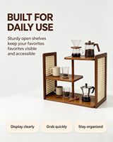 Étagère de rangement 3 niveaux pour café et matcha, pour comptoir de cuisine, pour grains, filtres, outils à matcha, tasses, mugs, pour baristas à domicile et le thé