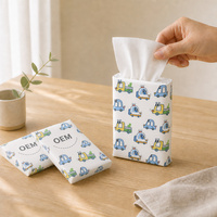 Paquet de mouchoirs de poche personnalisé avec design floral, en pâte recyclée blanche, pour voyage, voiture, sac à main - Commande en gros