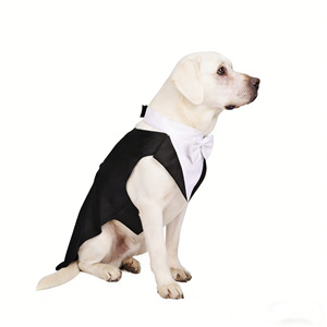 Costume de smoking britannique pour chien avec nœud papillon, tenue de mariage formelle pour témoin, costume en polyester pour chiens de taille moyenne à grande - Product Image 3