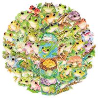 50 autocollants transparents de grenouilles forestières en aquarelle, autocollants mignons de dessins animés d'animaux