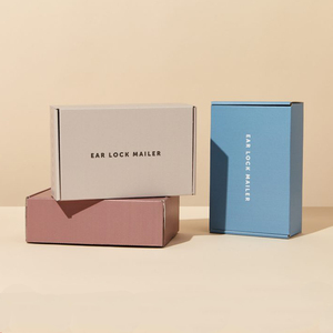 OEM Custom Logo Printed Ear Lock Corrugated Cardboard Paper Packaging Mailer Postal Shipping Box