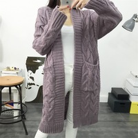 Pull cardigan long en tricot pour femmes, mode automne-hiver, ouverture devant, pour la vente en gros