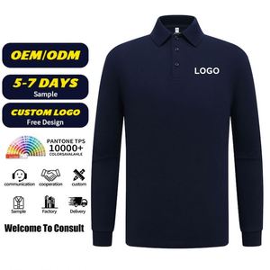 Polo de manga larga para hombre con logotipo personalizado bordado, camiseta de golf de manga larga para otoño, polo informal de negocios con solapa para hombre - Product Image 3