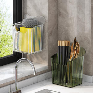 ชั้นวางของติดผนังสำหรับห้องครัว รูปทรงสี่เหลี่ยม สีเขียวใส สำหรับเก็บตะเกียบ ฟองน้ำ ผ้าเช็ดจาน ที่คว่ำจานในอ่างล้างจาน - Product Image 1