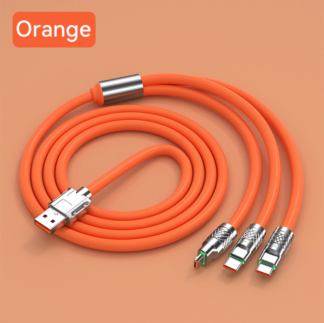 120W 6A 3 in Type C Micro USB Super Fast Charge Data Cable for iPhone for Samsung