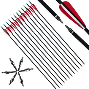 Arrows Hunting Archery Archery Carbon Arrows High Percentage Carbon-Fiber Arrow Spine 500 With 3" Real Feathers 100 Grain Points For Hunting/Targeting