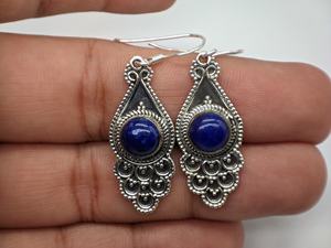 Pendientes de Lapislázuli Natural Hechos a Mano, Plata de Ley 925, Pendientes Colgantes con Piedras Preciosas Azul Oscuro, Joyería Fina para Mujer - Product Image 5