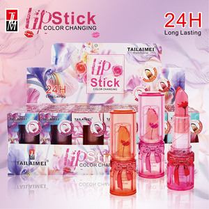 24 pièces de baumes à lèvres et rouges à lèvres changeants de couleur, en tube transparent avec emballage nœud mignon et fleurs séchées, cosmétiques quotidiens pour les lèvres, vente en gros - Product Image 2