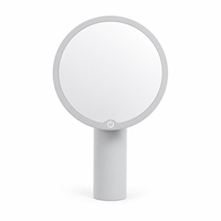 Espejo Cosmético Iluminado 2 en 1, de Mano y de Mesa, con Carga USB, Espejo de Belleza Redondo Ajustable