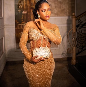 <span class=keywords><strong>Robes</strong></span> de bal sirène en dentelle, manches <span class=keywords><strong>longues</strong></span> transparentes, dos lacé, style Aso Ebi, <span class=keywords><strong>robes</strong></span> de soirée pour femmes, robe de fête formelle - Product Image 2