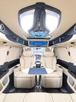 Aménagement intérieur de fourgon Mercedes : Reconfiguration de cabine exécutive, siège relevable vertical, console, éclairage, conversion personnalisée - Fournisseur