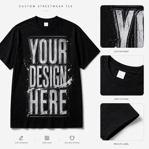 เสื้อยืดปักลายตามสั่ง เสื้อยืดกราฟิกพรีเมียมสำหรับผู้ชาย เสื้อสตรีทแวร์ รับทำโลโก้ แบรนด์ส่วนตัว ผู้ผลิต OEM ODM - Product Image 3