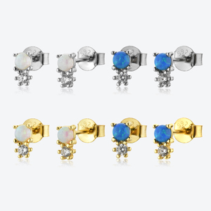 FUAMAY Orecchini in Opale Blu e Bianco, Vendita Diretta all'Ingrosso, Orecchini Astronauta in Argento Sterling con Gemma di Opale Blu - Product Image 1