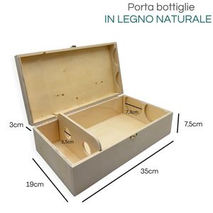 Scatola porta bottiglie di vino in legno per 2 bottiglie con coperchio e chiusura di sicurezza - Product Image 2