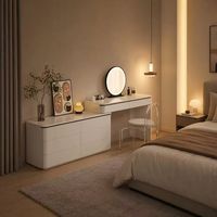 Coiffeuse de luxe moderne avec éclairage LED, écologique, réglable, extensible et durable, pour chambre principale, sur pied