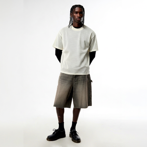 T-shirt en maille surdimensionné à manches courtes, respirant, col roulé, logo imprimé sur le devant, 100% coton, style streetwear, vêtements décontractés pour hommes - Product Image 1