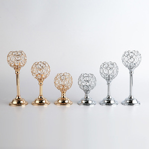 Dropship Rustic-Style Crystal Metal <strong>Tealight</strong> Candlestick Tall Crystal Votive Candle <strong>Holders</strong> Bling Bowl Candelabras for Wedding - Product Image 4