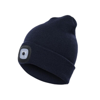 Gorro con Lámpara Frontal LED Recargable por USB, Manos Libres, 4 LED, Gorro de Punto Cálido de Invierno, Unisex, con Luz