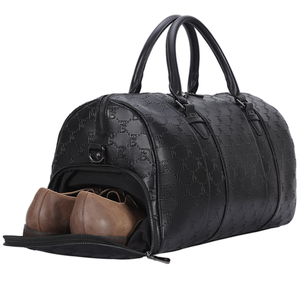 Bolso de Viaje <span class=keywords><strong>Duffel</strong></span> de Cuero Genuino de Vaca Plena Flor con Logotipo Completo Personalizado, Maleta de Fin de Semana, Gimnasio, Piel de Becerro Negra de Capa Superior - Product Image 4