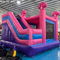 Château gonflable commercial à thème sirène avec toboggan pour enfants, idéal pour l'extérieur