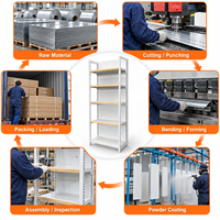 Étagères Gondoles Métalliques Blanches pour Supermarché, Présentoir Robuste Simple Face pour Magasin de Détail, Étagères de Magasin d'Alimentation avec Bords en Bois