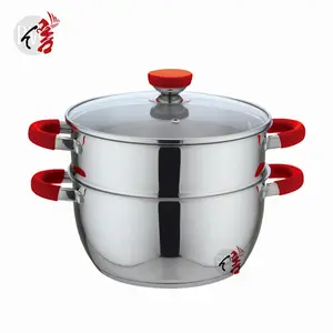 Realwin Casserole Stainless Steel Stack and Steam Pot Set glass Lid Steamer Saucepot double boiler