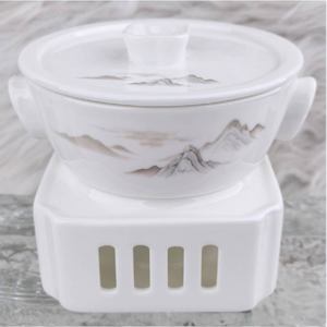 Juego de vajilla de lujo de porcelana fina 45% de alto contenido de calcio con diseño de montaña al estilo de la pintura china, con borde dorado a mano, para hotel, banquete, boda - Product Image 4