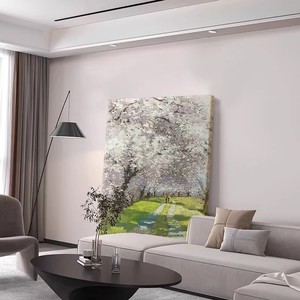 Pintura impresionista en lienzo, impresión rectangular grande, estilo de jardín Monet, para decoración de entrada de sala de estar - Product Image 3