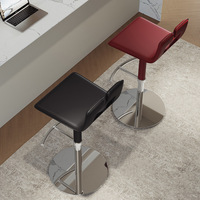 Tabouret de bar haut en acier inoxydable, style italien minimaliste, réglable, avec assise en cuir, chaise de bar design pour îlot de cuisine à usage domestique