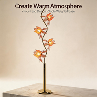 Lampe artistique à fleurs la plus vendue, en fer et verre, design lotus, LED, base E26, avec éclairage d'ambiance doux pour l'étude et la relaxation