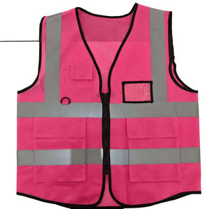 سترة أمان عاكسة عالية الوضوح وردية اللون من النسيج الشبكي، قابلة للتنفس، مناسبة للبناء وركوب الدراجات، قابلة للتخصيص بألوان فلورية - Product Image 1