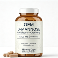 Capsules végétales de D-Mannose 180 unités 1400mg Hibiscus Canneberge Marque Personnalisée OEM Fourniture en Gros