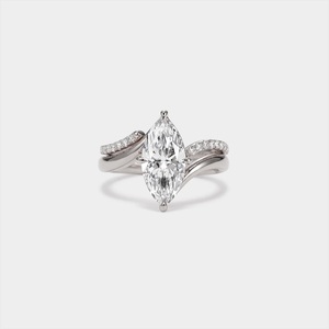 Anillo de Compromiso con Diamante Cultivado en Laboratorio, Corte Marquesa, Solitario de Lujo, Oro Blanco Sólido de 14K, Claridad VVS-VS Certificada, Anillo Premium - Product Image 5