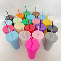 Gobelet en plastique JUNVOY de 16 oz avec paille et couvercle, personnalisable avec logo, réutilisable en PP, pour cadeaux promotionnels et fêtes