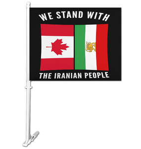 定制双面涤纶车旗，带塑料旗杆，30x45厘米，数码印刷伊朗国旗，用于促销用途 - Product Image 1