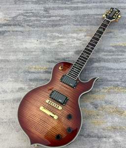 Guitarra Eléctrica Geake LP-11 Tiger Stripe LP con Puente Pequeño, Detalles Dorados, Cuerpo <span class=keywords><strong>de</strong></span> <span class=keywords><strong>Arce</strong></span>, Acabado Marrón, Excelente Sensación al Tocar y Tono - Product Image 5