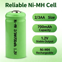 Baterai Isi Ulang 2/3AA 1.2V 700mAh Ni-MH Tipe Tombol untuk Kendaraan Listrik, Senter, Mainan & Peralatan Audio - Ramah Lingkungan