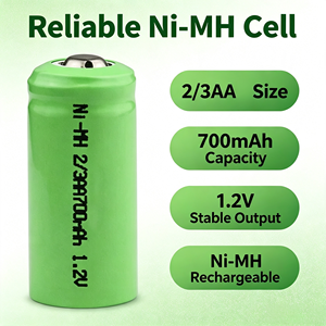 Batterie rechargeable Ni-MH 2/3AA 1,2V 700mAh à bouton pour véhicules électriques, lampes de poche, jouets et équipements audio - Écologique - Product Image 1