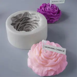 Molde com risco inicial de flores de peônia 3d, vela perfumada para aromaterapia, forma de bolha, para fazer flores e sabão em silicone