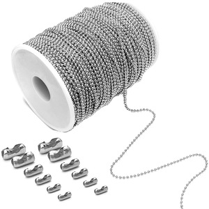 Chaîne à billes en acier inoxydable, rouleau de 10m, chaîne ronde 304 pour la fabrication de colliers, composants de bijoux DIY - Product Image 1