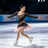 Robe de patinage artistique dégradé noir et rose, manches longues, dos ouvert, strass, pour adultes et enfants