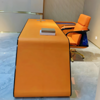 Bureau exécutif moderne Boss Table d'ordinateur en marbre avec longue armoire latérale Mobilier créatif pour la maison et le bureau