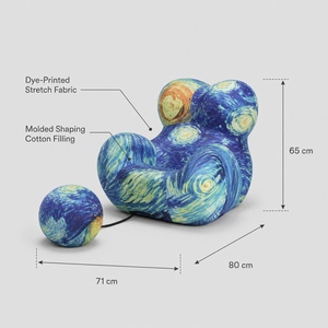 Divano Pigro con Poggiapiedi Stampato con 'La Notte Stellata' <span class=keywords><strong>di</strong></span> <span class=keywords><strong>Van</strong></span> <span class=keywords><strong>Gogh</strong></span>, Formato Piccolo, Design Creativo Irregolare, Adatto a Diverse Ambientazioni - Product Image 3