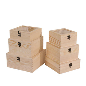 Cajas de almacenamiento de madera con tapa de vidrio, caja rectangular para dulces y regalos, para uso decorativo - Product Image 5