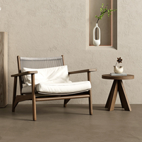 Fauteuil inclinable simple en bois massif et cuir PU style Wabi-sabi, durable et écologique, pour salon et détente