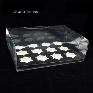 Boîte à muffins rectangulaire en plastique transparent PET avec 12 trous, boîte à cupcakes en carton noir et blanc - Product Image 4