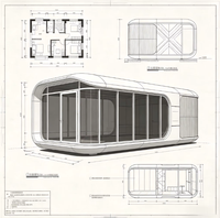 Maison mobile moderne à structure circulaire en acier, cabane préfabriquée ventilée sur mesure pour chambre, bureau à domicile et hôtel, garantie 1 an